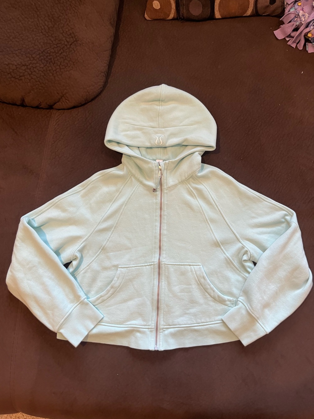 Lululemon Cropped Scuba Full Zip Jacket Women’s Size M / L Light Blue Sea-foam